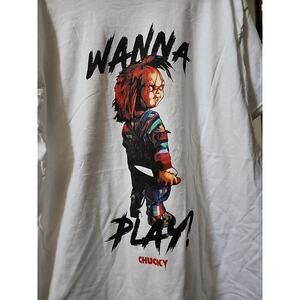 New Shirt Chucky Wanna Play Movie Horror Funny T-Shirt Large A131